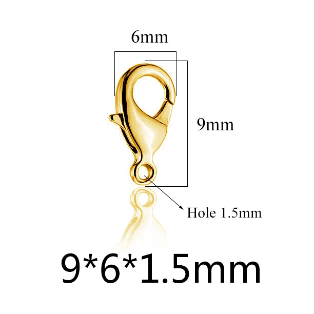 Gold 9mm 20 шт./лот карабины Нержавеющая сталь конечные бусины в форме цветов застежки крючки набор «сделай сам» для Цепочки и ожерелья и браслета для изготовления цепей 9/10/12/15 мм - Цвет: Gold 9mm