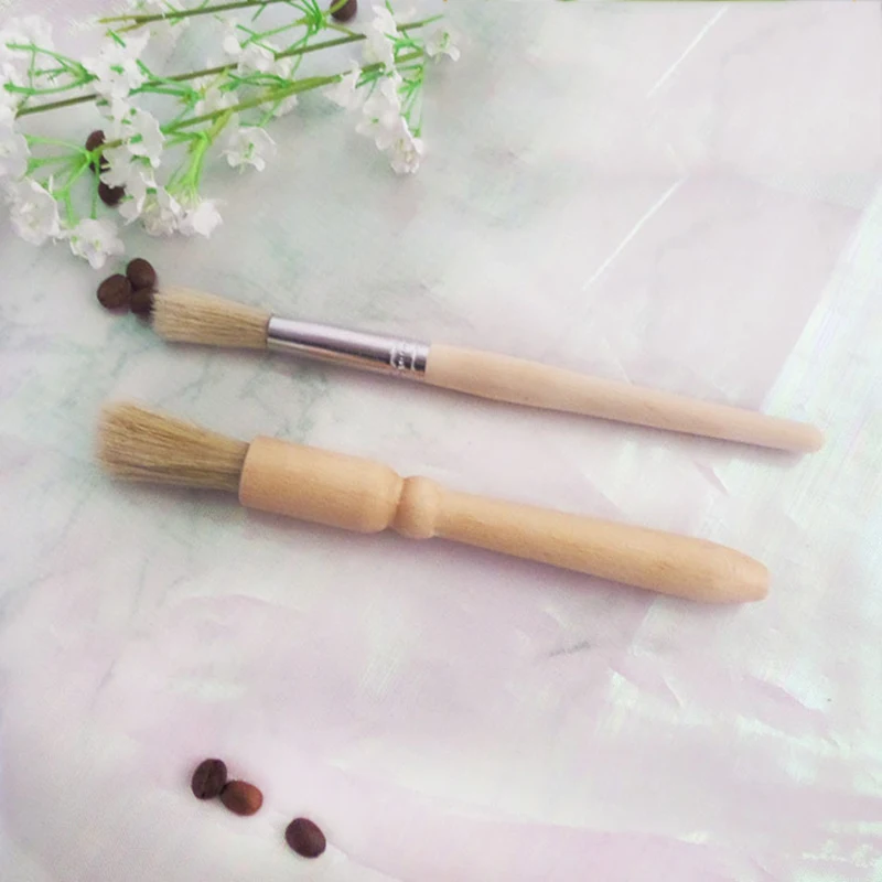 

1pc coffee brush Coffee Grinder machine Cleaning Brush Wood Handle Natural Bristles Wood Dusting brush
