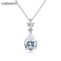 luoteemi elegant aaa cz stone pendant necklaces water drop necklace fashion jewellery for women wedding engagement colgante gift