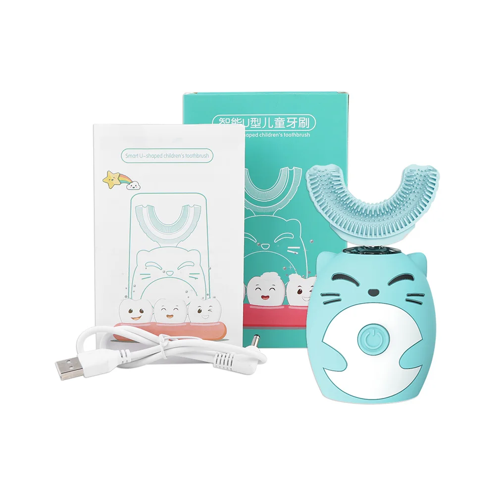 

Умная электрическая зубная щетка 360 градусов, Детская силиконовая автоматическая ультразвуковая зубная щетка с USB, зубная щетка с мультяшным рисунком