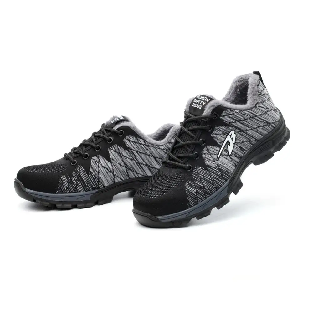 

Indestructible Men's Steel Toe Safety Boots Winter Warm Cotton Shoes Anti-smashing Puncture-Proof Work Shoes Safety Sneakers