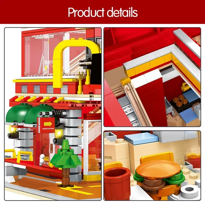 

IN STOCK 1729PCS SD6901 Creative City 3D Model LED Restaurant House Building Blocks Bricks Toys Gift for Children