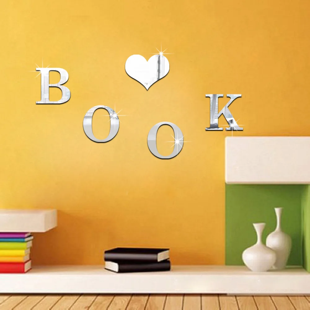 Funlife DIY Creative Customization 26 English letters Lowercase silver mirror paste foreign trade wall MSL027 | Дом и сад