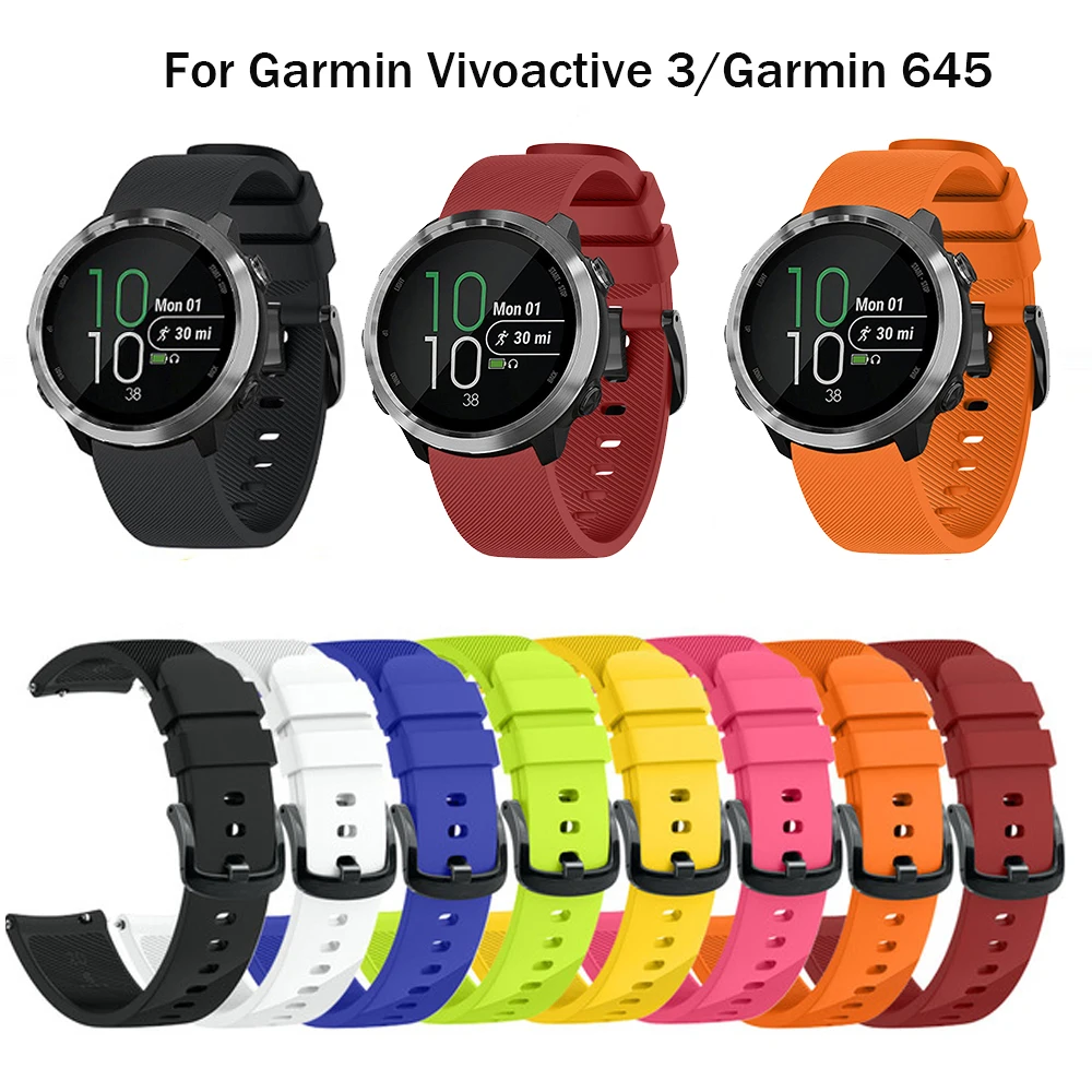 Мягкий силиконовый умный ремешок для часов Garmin Vivoactive 3 Band Vivomove HR Браслет Forerunner 645