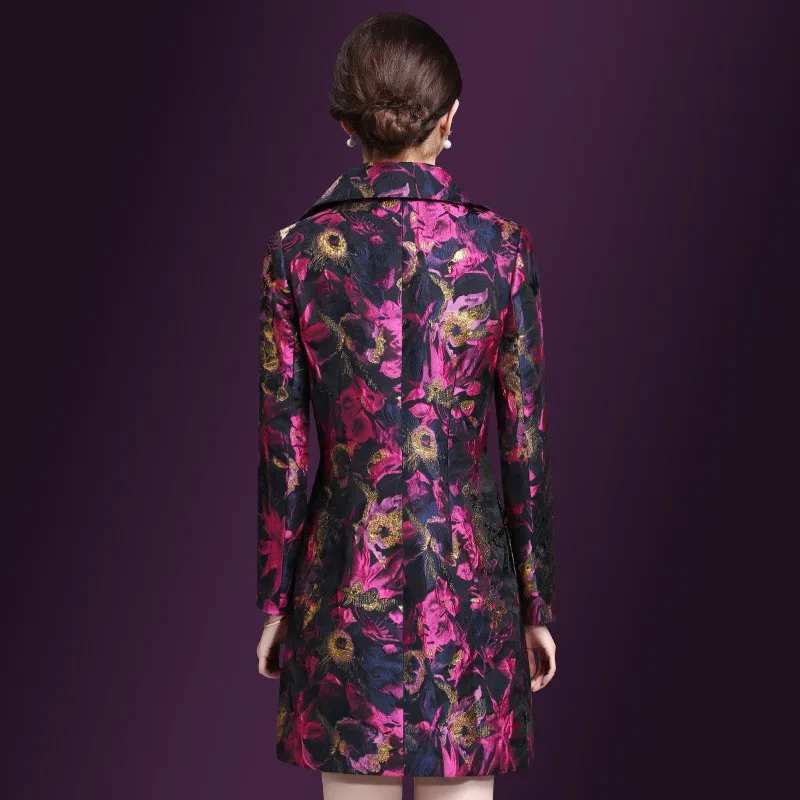 Элегантный цветочный узор Женский Тренч средней длины весенний новый бренд