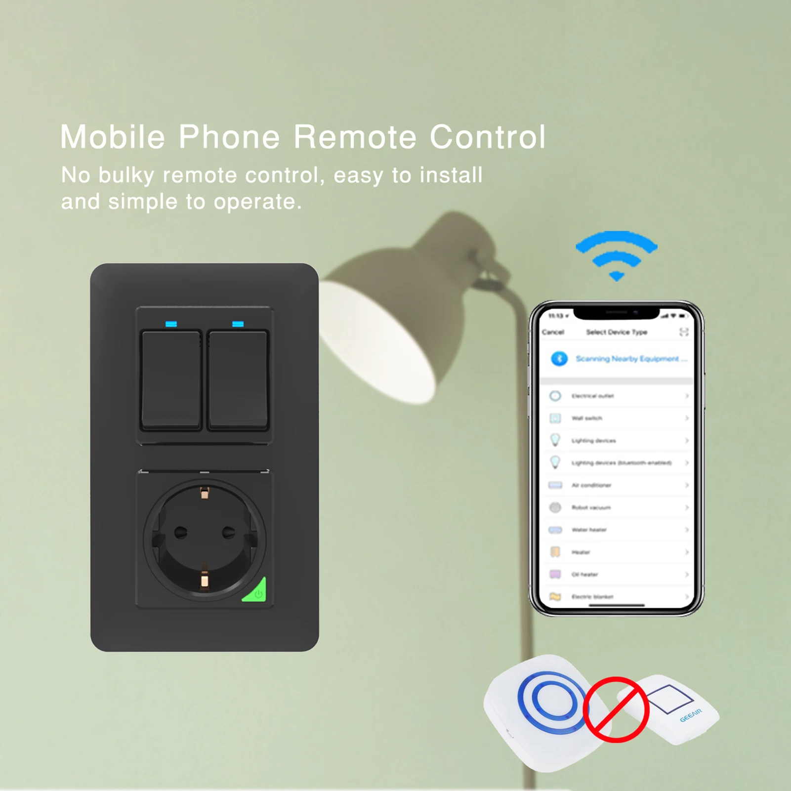 

Умный светильник ключатель света с Wi-Fi и розеткой, с двойным переключателем