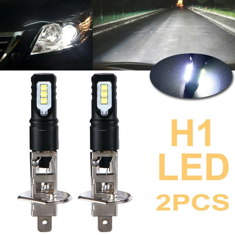 

NEW-2X H1 6000K Super Bright White 6000LM DRL LED Headlight Bulb Kit High-Beam