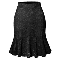 womens plus size skirt high waist 2021 fashion summer lace skirts formal office lady work black skirt wine red