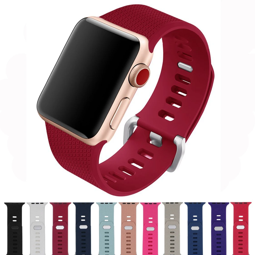 Ремешок силиконовый спортивный для Apple Watch 6 SE 5 4 3 2 1 Band 44 мм 40 браслет iwatch band 38 42