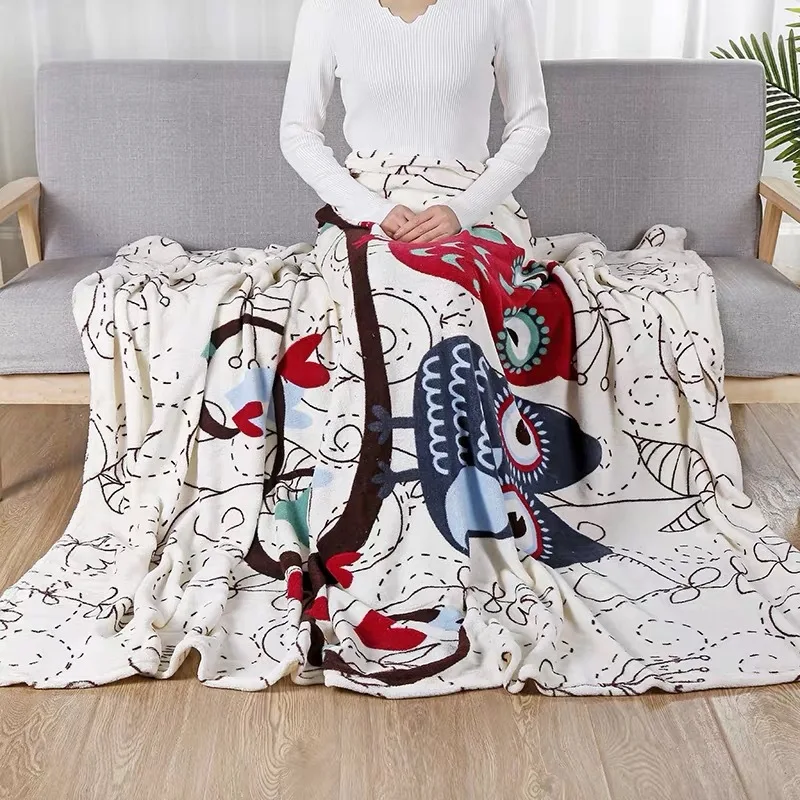 Мягкое теплое Флисовое одеяло в виде совы зимняя простыня покрывало для дивана