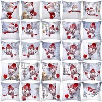 top sale christmas cartoon santa claus pillows cases decor home white red sofa decorations living room hugging cushion cover hot