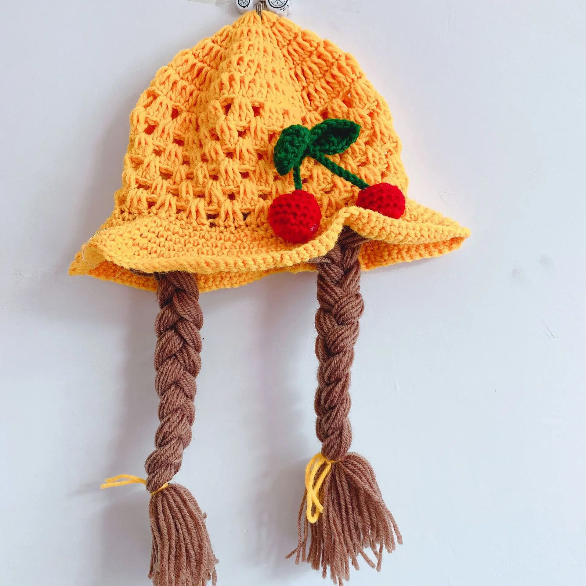 Cute Hats For Baby Girls Braid Bonnet Kids Spring Beanie Hollow Toddler Child Handmade Woolen Earmuffs Cap Newborn Photo Props | Детская