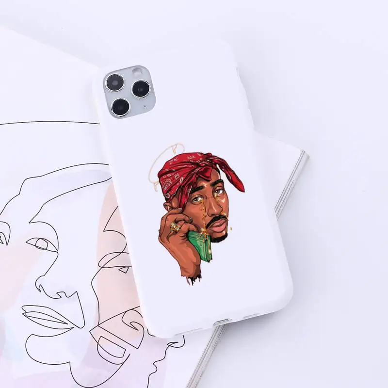 

American Rapper 2pac Phone Case Candy Color for iPhone 6 7 8 11 12 s mini pro X XS XR MAX Plus