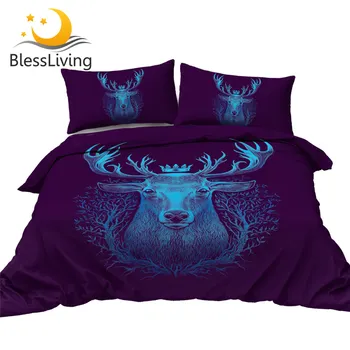 BlessLiving Deer Bedding Whitetail Duvet Cover with Pillow Covers Crown Branch Home Textiles 3d Print Graphic Bed Set Dropship 1