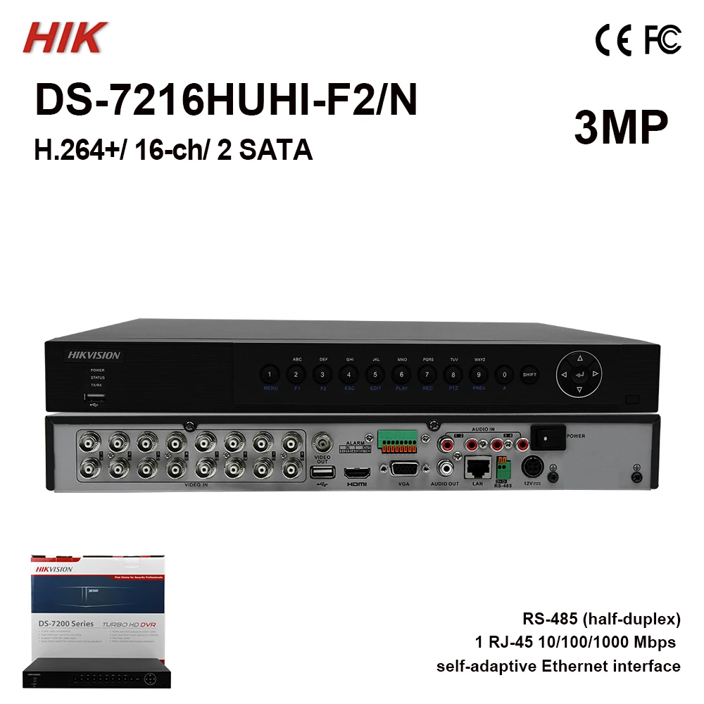 В наличии оригинальный Hik 16CH HD TVI DVR 16ch Turbo 3MP CCTV рекордер H.264 + Поддержка DS-7216HUHI-F2 IPC