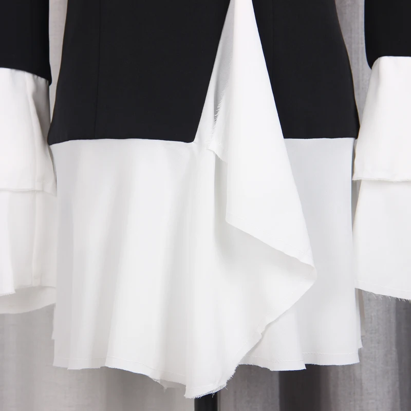 

S-XXL High Quality 2020 High Stree New Fashion Flapped Spliced Jacket V-Neck Button Slim-Fitting Long-Sleeved Women'S Coat