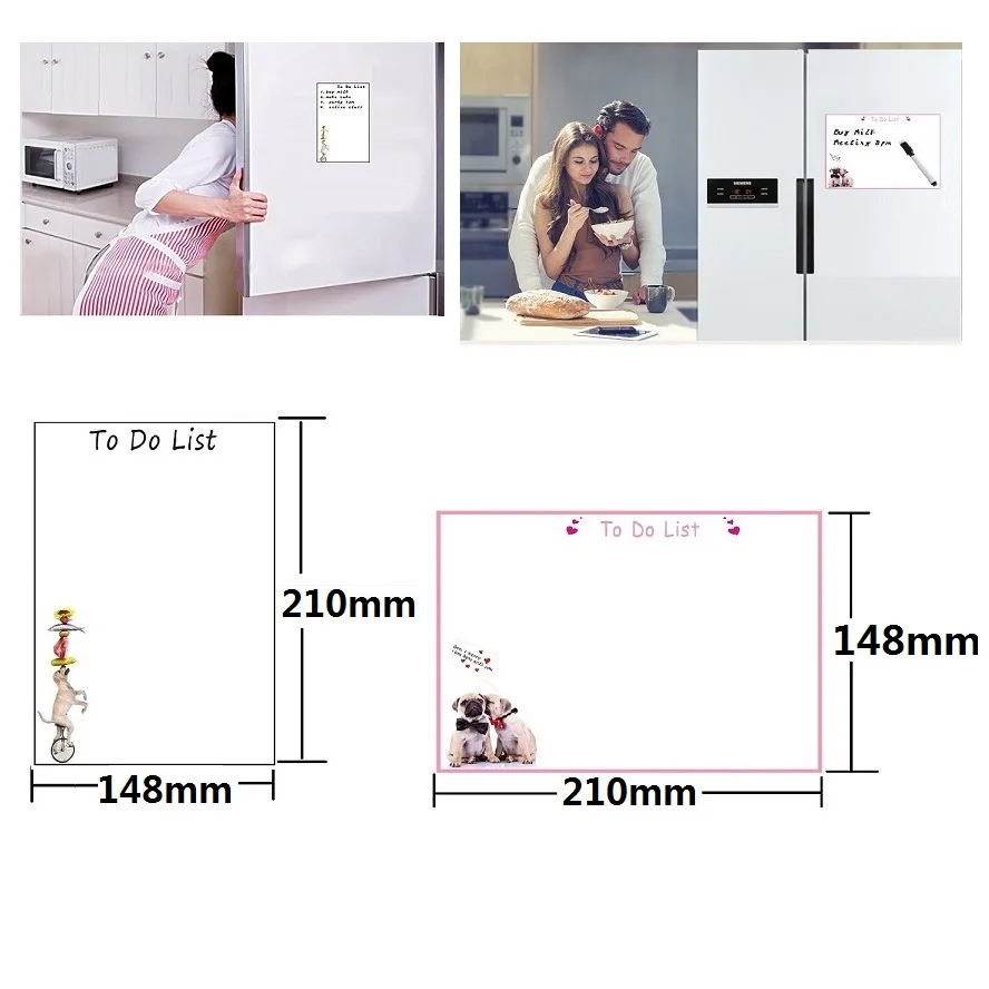 1pc A5 Size Magnetic Whiteboard Fridge Magnets Dry Wipe White Board Marker Eraser Writing Record Message Board Remind Memo Pad images - 6