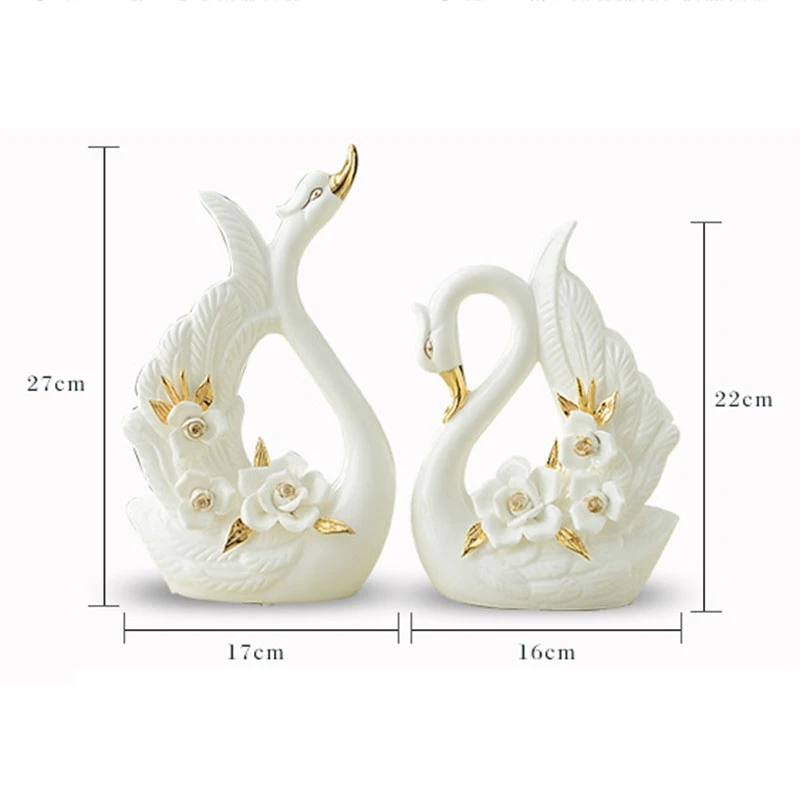 

1 Pair Ceramic Swan Crafts, Wedding Gifts, Creative Home Decorations, Office Creative Desktop Ornaments