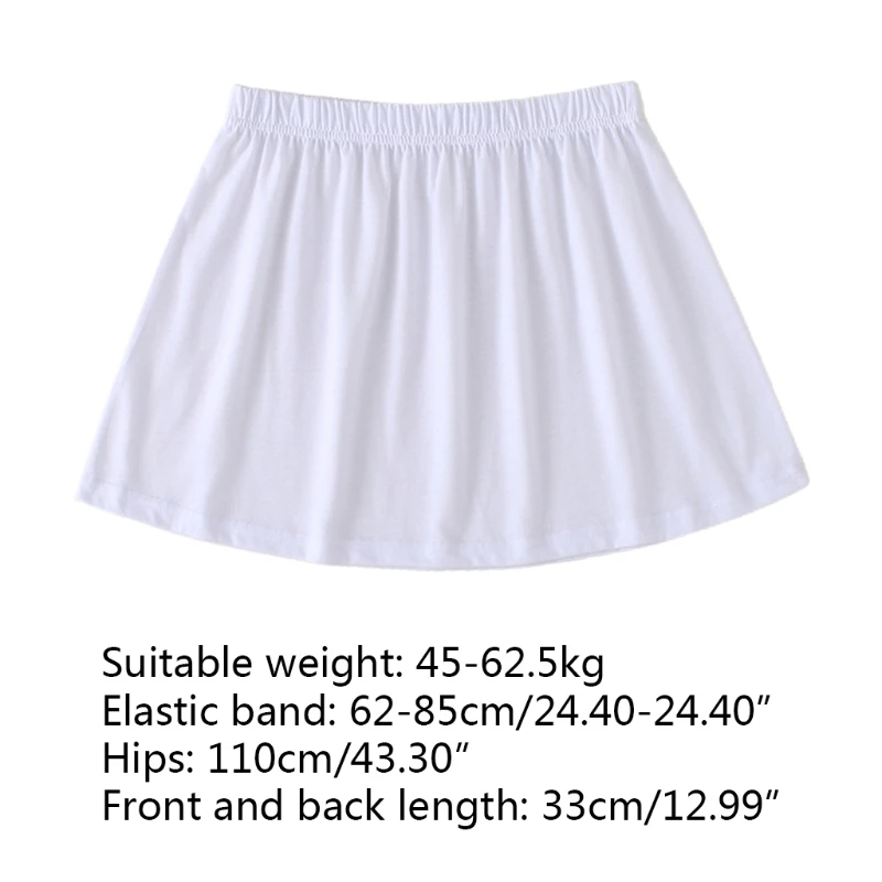 

Korean Women Layered Decorative Skirt Solid Color Black White A-Line Flare False Fake Hem Elastic Waist Detachable Apron
