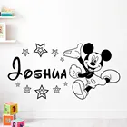 Disney Baby Микки Маус, теплые наклейки на стену с именем на заказ, настенные наклейки для мальчиков, детская комната, персональное имя, украшение для детской комнаты VA8637B