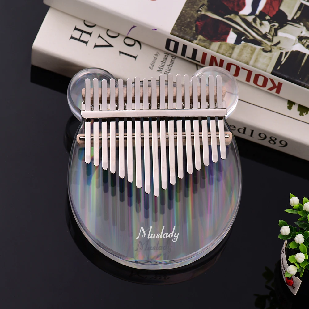 

17-Key Kalimba Thumb Piano Transparent Acrylic Material with Bag Musical Note Stickers Tuning Hammer Cleaning Cloth Musical Gift
