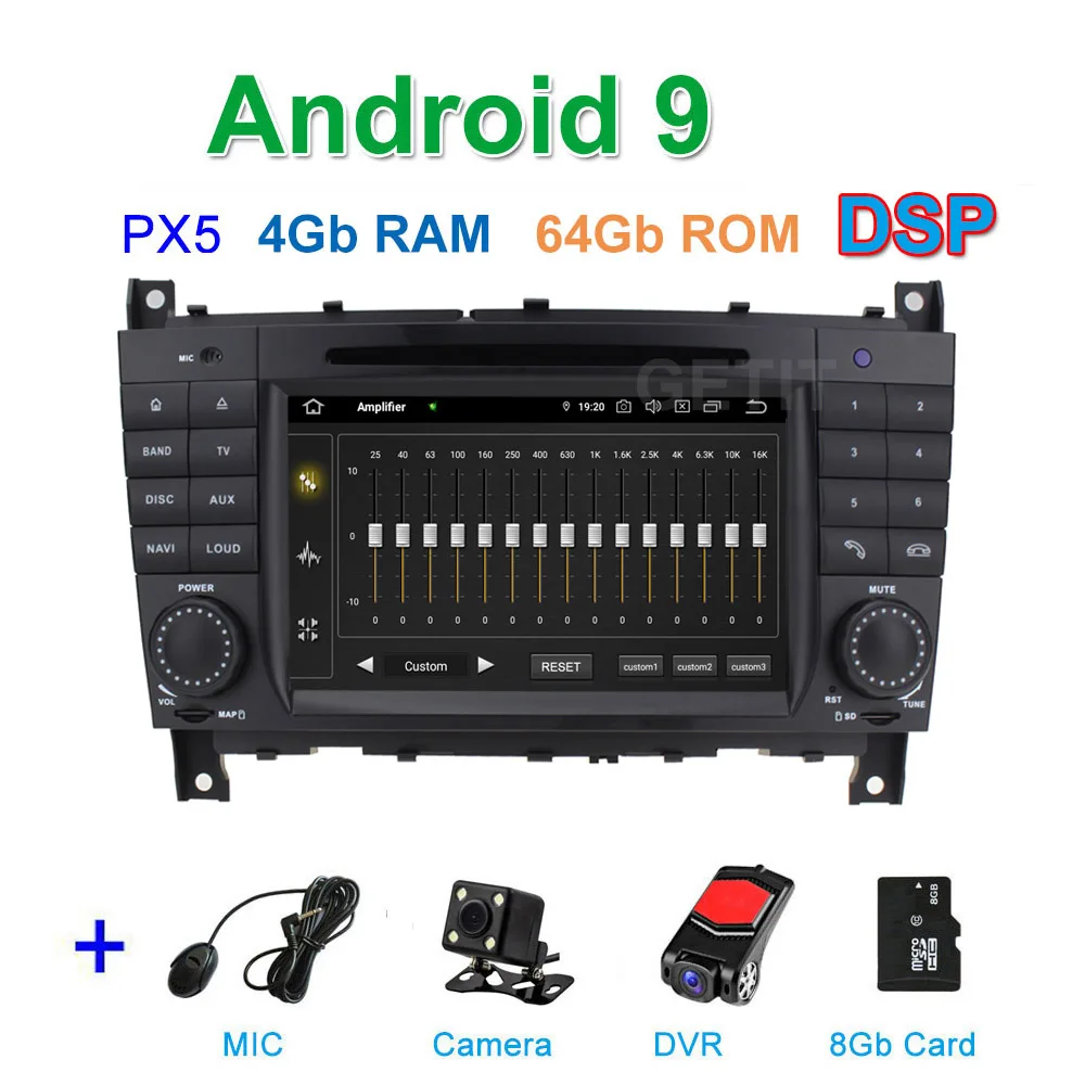 DSP PX5 CAM DVR SD DSP 64G PX6 Android 9,0 автомобильный DVD мультимедиа радио gps для Mercedes Benz W203 W209 W219 A-Class A160 C-Class C180 C200 CLK200 - Цвет: DSP PX5 CAM DVR SD