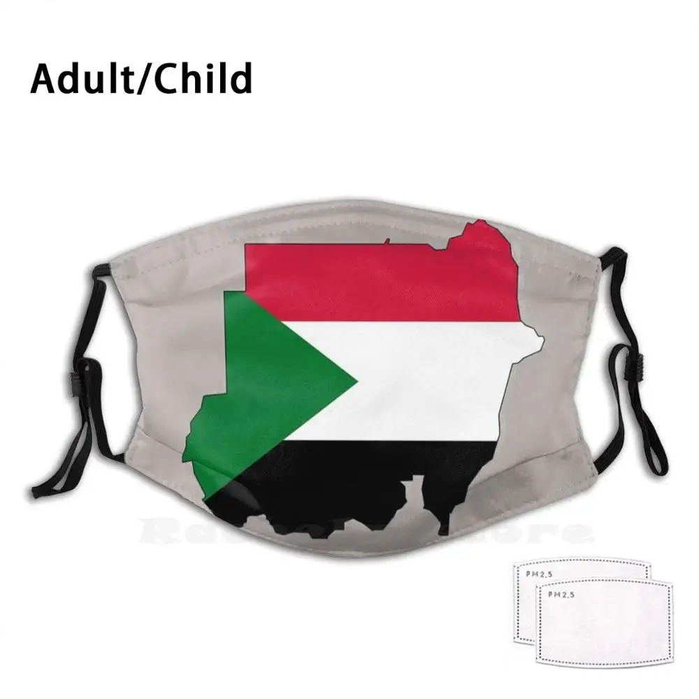 

Суданская карта с суданским флагом моющаяся маска с фильтром для защиты от пыли