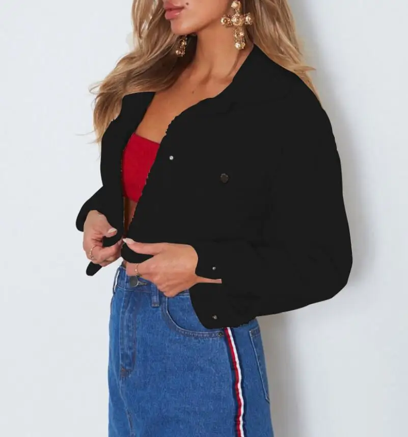 Куртка женская короткая однотонная с отложным воротником утепленная верхняя