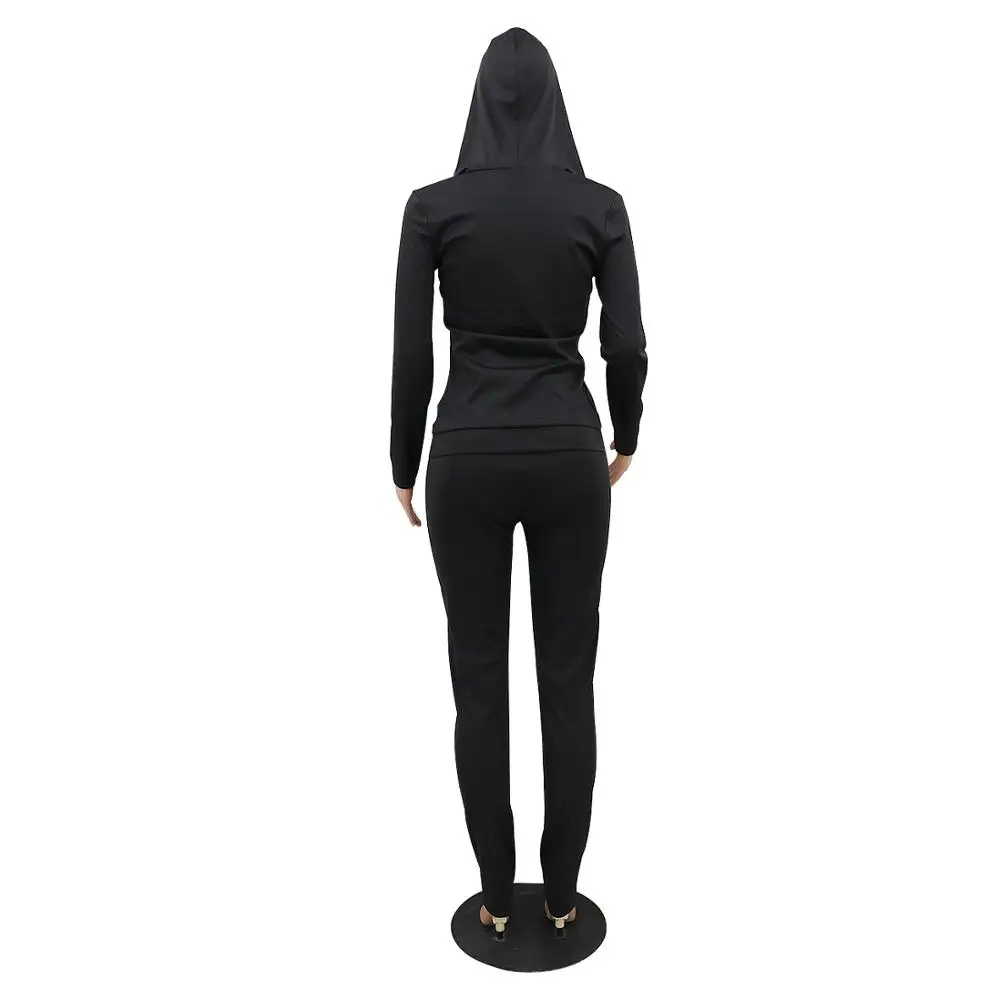 

Sports Two - Piece Hoodie And Tight Pants,sexy Home Casual Suit In Solid Color For Women