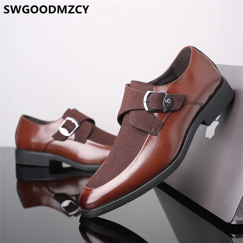 Туфли-оксфорды мужские деловые кожаные заостренные ремешки дизайнерская обувь