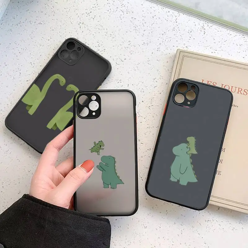 

Little dinosaur cute cartoon animal Phone Case matte transparent For iphone 7 8 11 12 plus mini x xs xr pro max cover