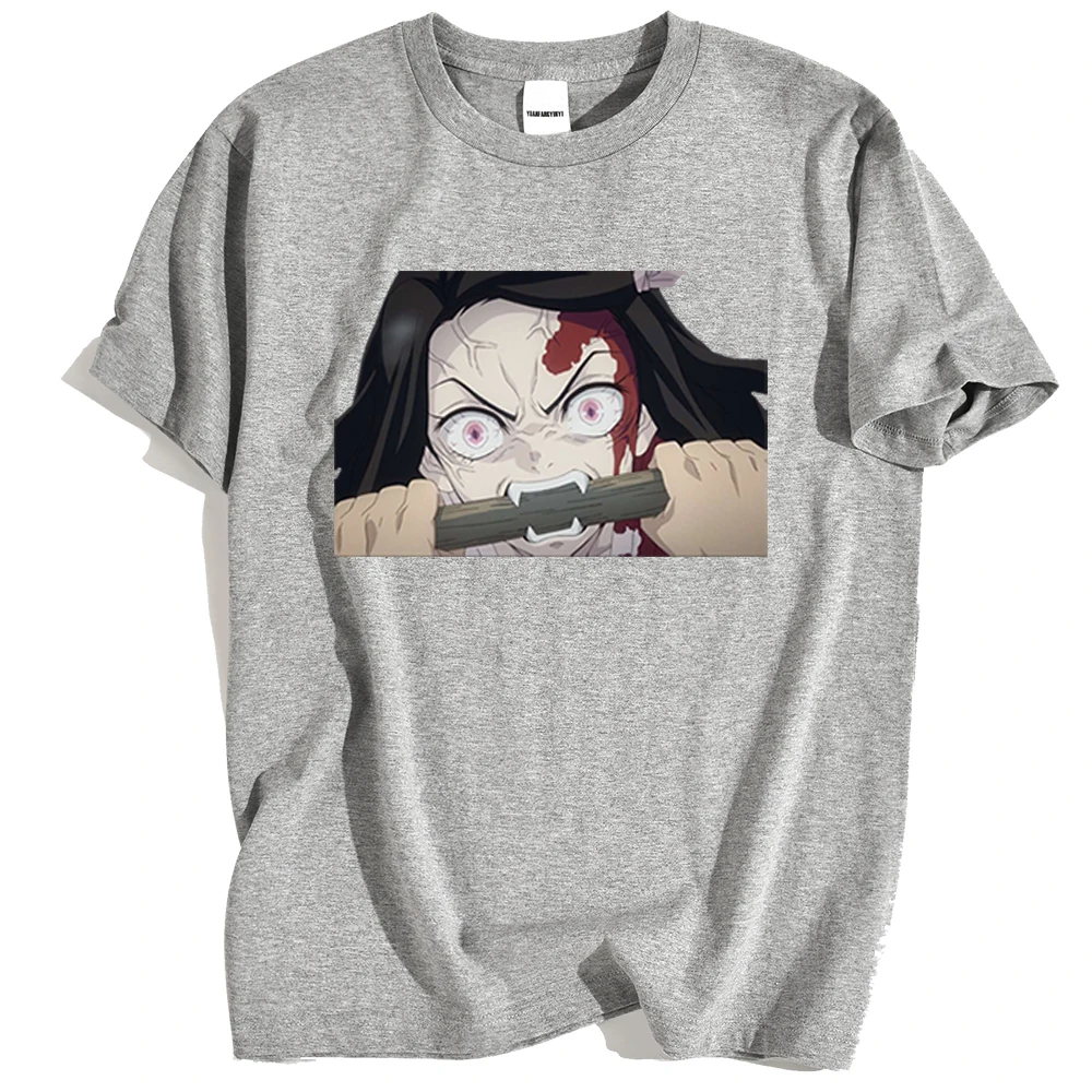 

Demon Slayer Print T Shirts Men Loose O-Neck Breathable Streetwear Japanese Anime Clothes