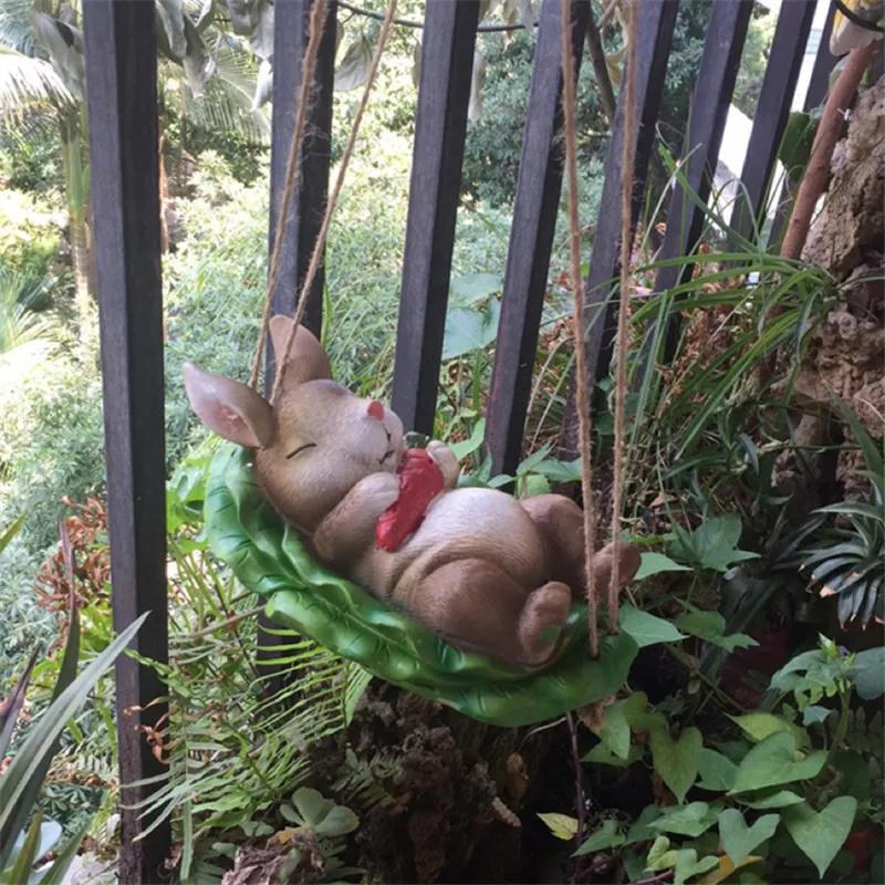 Креативная забавная скульптура в виде свисающего кролика кулон для дома и улицы