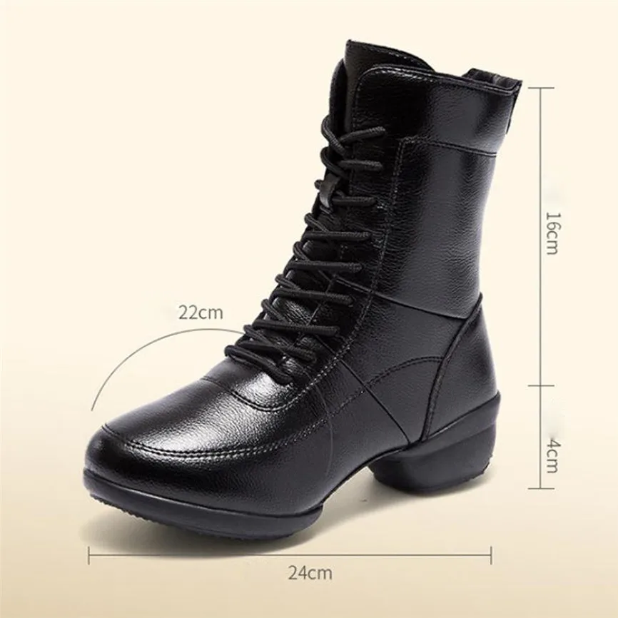 Женская обувь черные теплые ботинки современный танцевальный Джаз мягкая