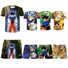 Футболка Goku Vegeta, костюм с драконом-жемчугом Z, детская одежда для маленьких мальчиков, костюм из японского аниме, детская одежда, топы и шорты Gohan Beerus