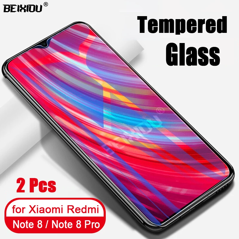 2 шт. закаленное стекло для Xiaomi Redmi Note 8 Защита экрана 2.5D 9h Pro защитная пленка |