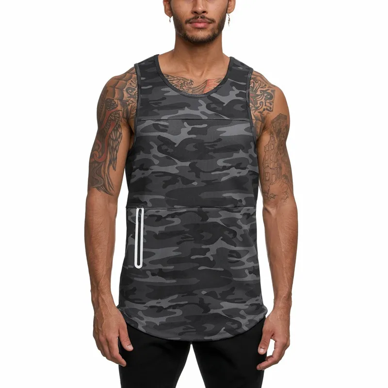

Summer Men's Round Neck Camouflage Printed Vest Tops Casual Slim Running Fitness Sports T-shirt Fashion Pullover Tops Hot Sale