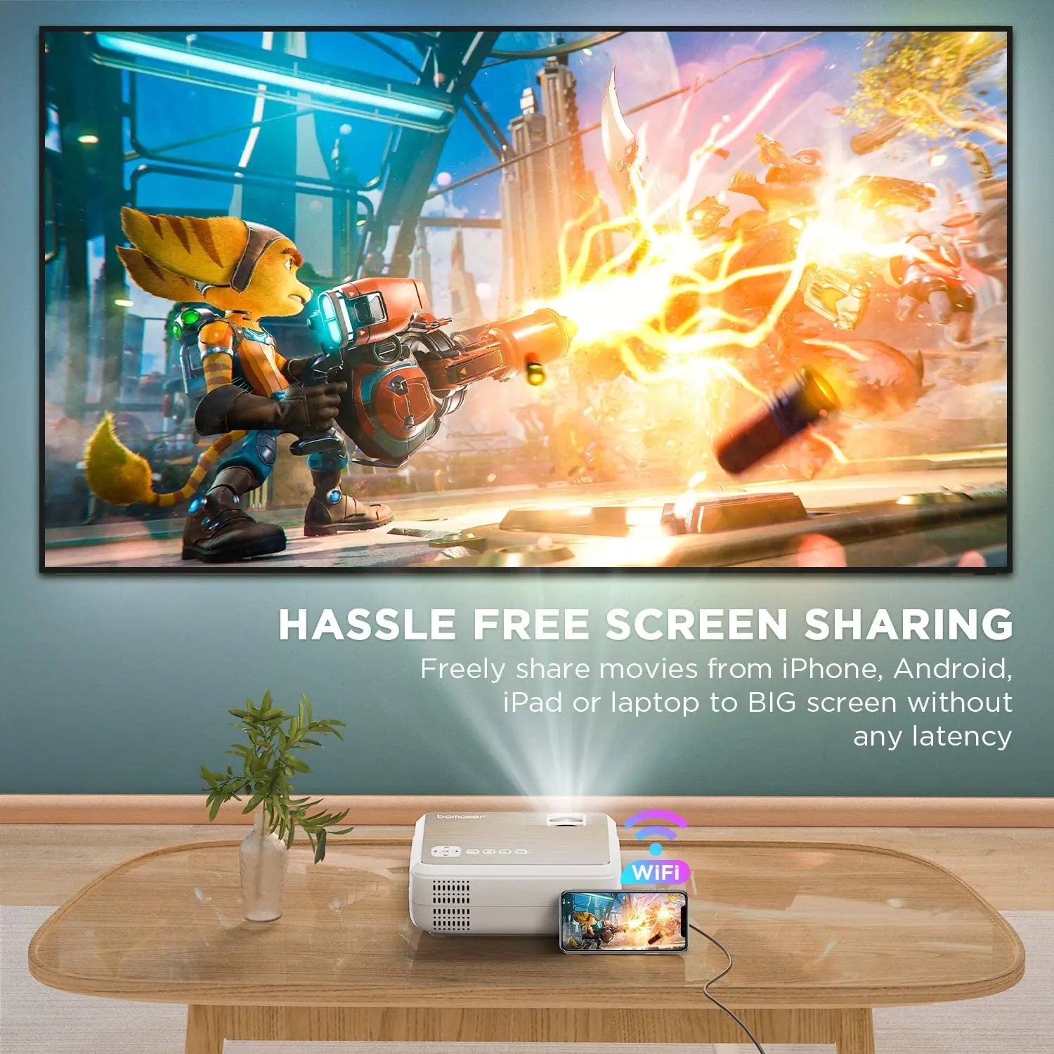 Светодиодный проектор BOMAKER GC355 Android 1080 Wi-Fi Full HD 300 P дюйма большой экран домашний