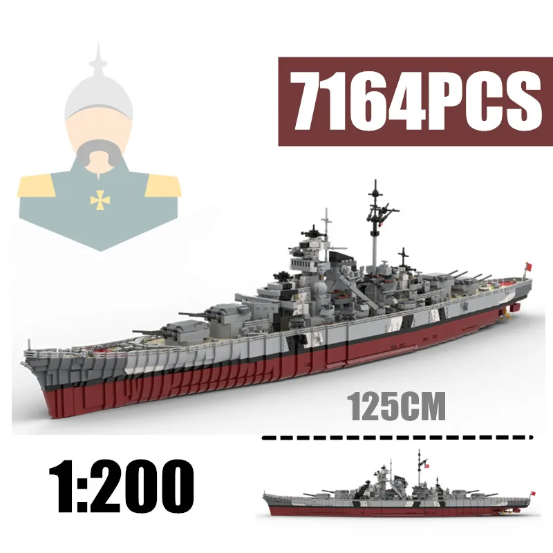 

7164PCS WW2 German Bismarck Battleship Cruiser Model World War2 Warship Military Toys Weapon Toy Building Block Bricks Gift