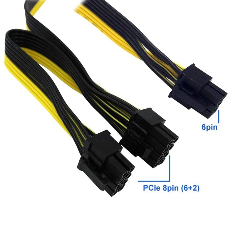 

10Pcs Modular PSU Power Supply Cables PCI-E 6Pin to 2 PCI-E 8Pin 6+2Pin PCI Express Internal Splitter Ribbon Miner Cable