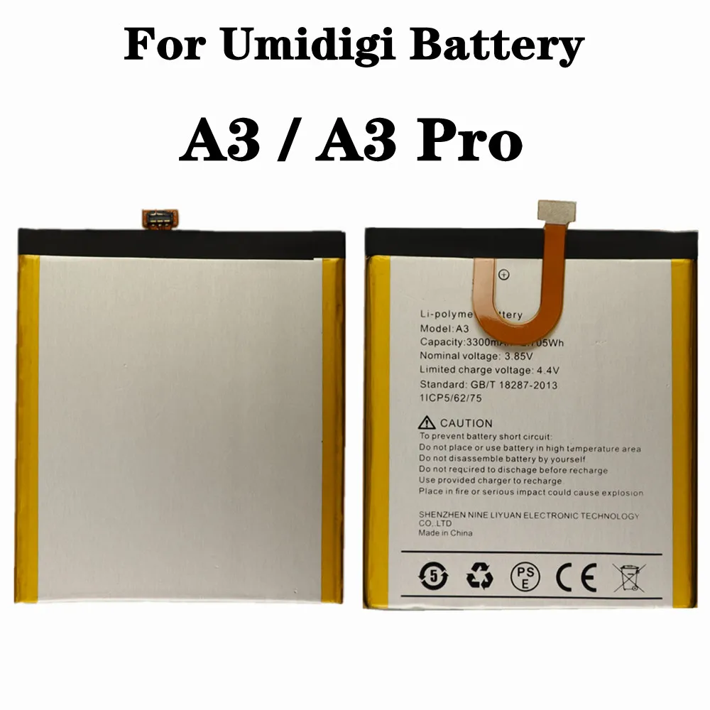 

Высококачественный аккумулятор UMI для Umidigi A3 / A3 Pro мобильный телефон аккумулятор 3300 мАч запасной литий-полимерный аккумулятор