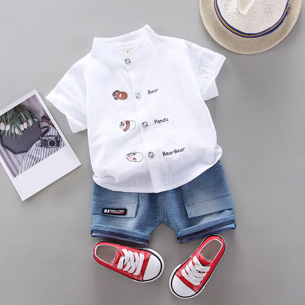 Одежда для детей Повседневная одежда маленьких мальчиков Футболка с буквенным