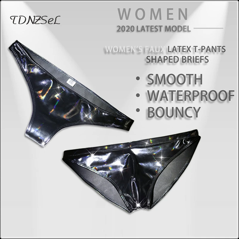 Сексуальные блестящие латексные Трусы из искусственной кожи для взрослых