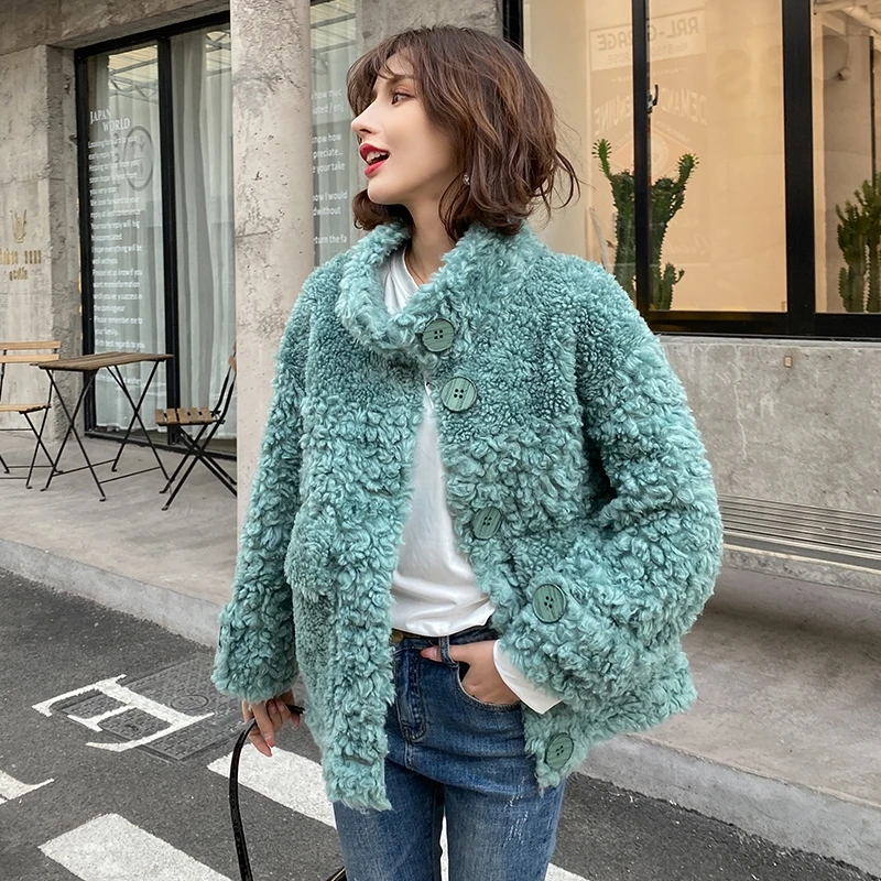 

2020 зимние куртки с воротником-стойкой и пуговицами, пальто из натурального овечьего меха, зимние накладные карманы ML20057