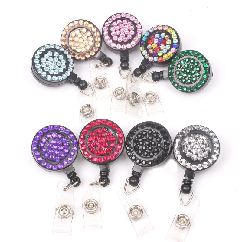 

1pc DIY Retractable Plastic ID Card Badge Holder Name Tag Office Cards Holders Round Translucent Office Accessories