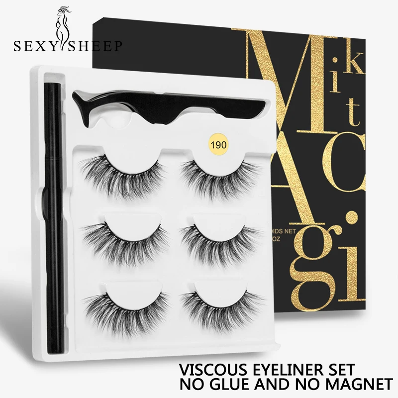 Набор Магнитных накладных ресниц 3 пары самоклеящиеся магнитные накладные