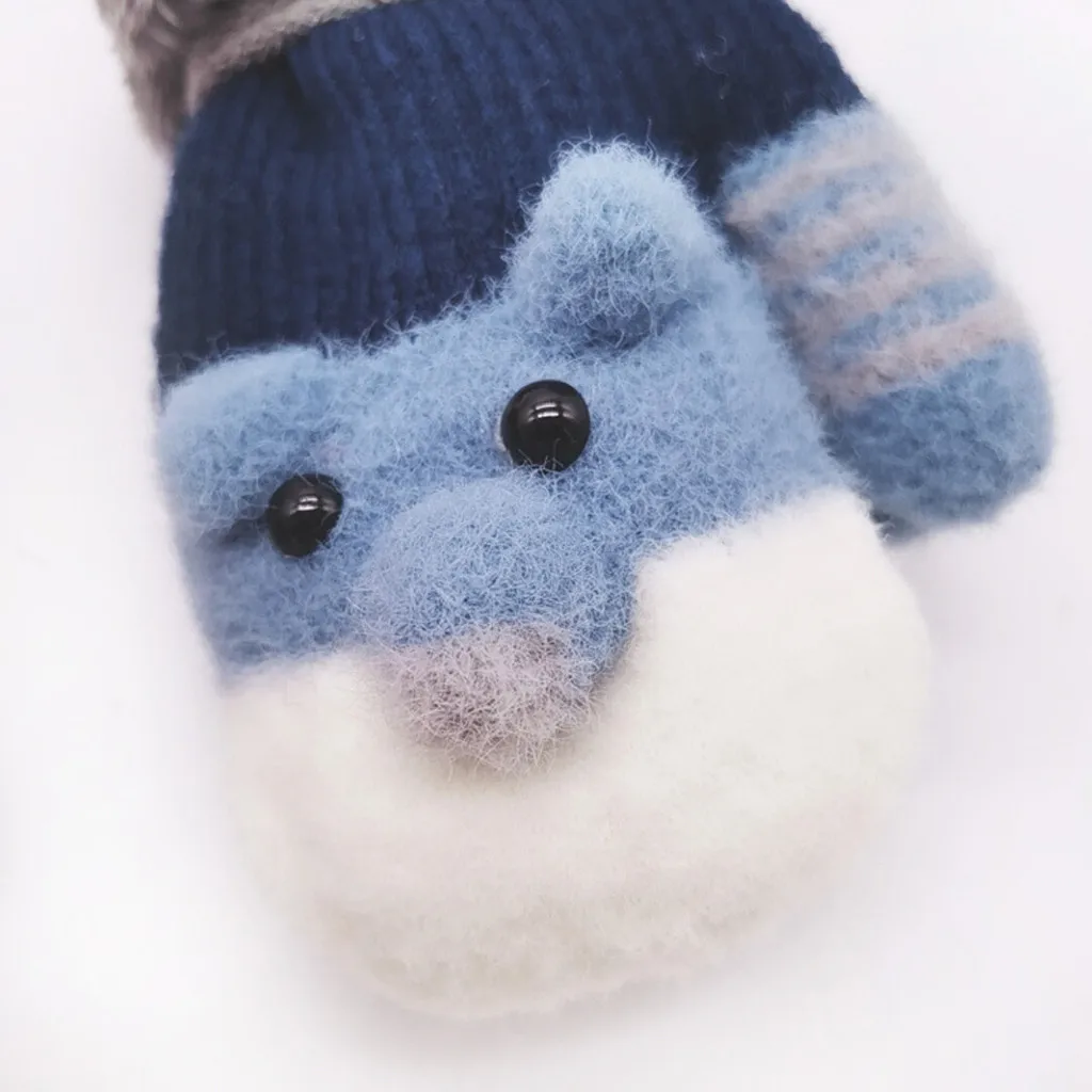 Разноцветные теплые вязаные перчатки в стиле пэчворк для детей Зимние