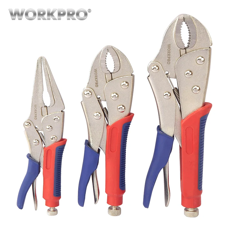 Клещи с блокировкой WORKPRO набор из 3 шт(10" изогнутый зажим, 7" изогнутый зажим, 6,5"прямой зажим