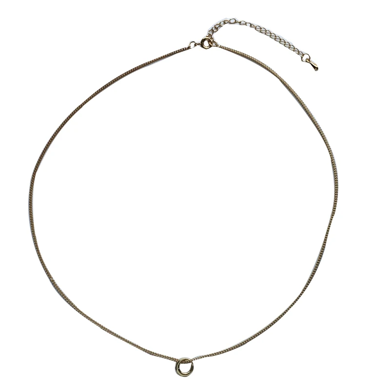 

Simply Design Thin Singel Chain Necklace Popular Style Metal Alloy Golden Plating Round Circle Pendant Necklace For Girl Gifts