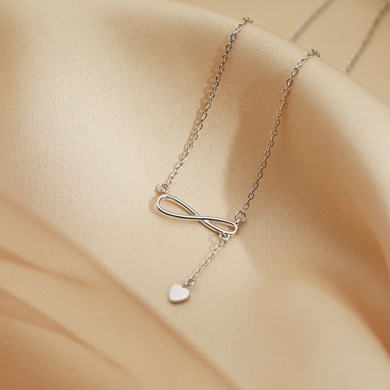 

925 Sterling Silver Cross Heart Charm Necklace For Women Pendant Clavicle Chain Party Jewelry Choker dz627